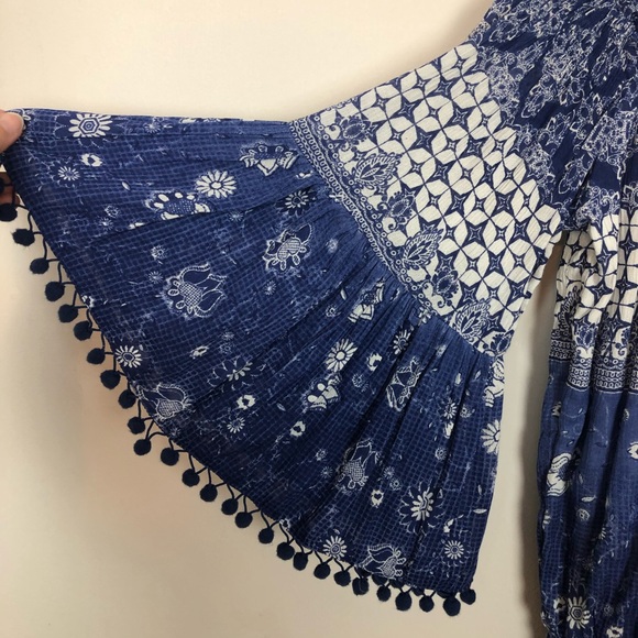 ANTHROPOLOGY Raga Blue Pom Pom Romper Sz XS - Picture 10 of 10